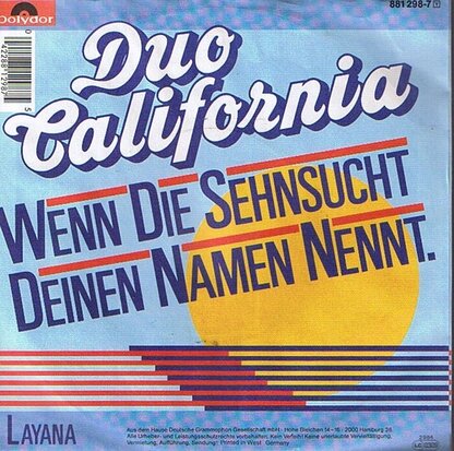 DUO CALIFORNIA - WENN DIE SEHNSUCHT DEINEN NAMEN NENNT